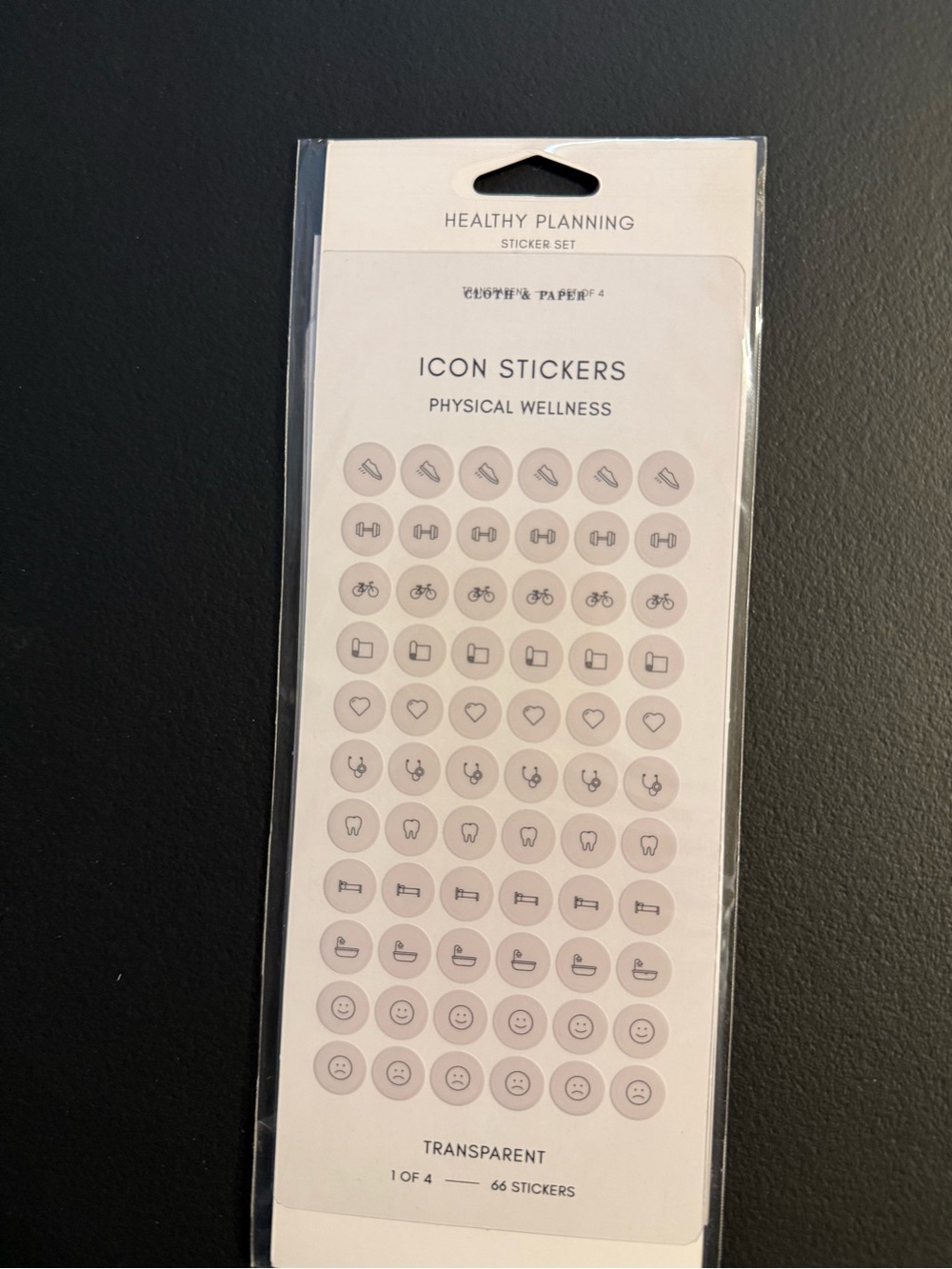 Cloth & Paper Healthy Planning Icon Sticker Set - Transparent